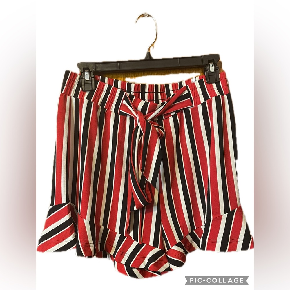 NWT Express Red and Black Striped Shorts